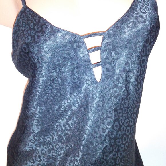 Edgemont Lingerie Chemise Slip Medium Black Leopard Sleeveless Sleepwear Preowne - Picture 5 of 11